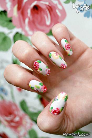ایده طرح های گلدار ناخن
