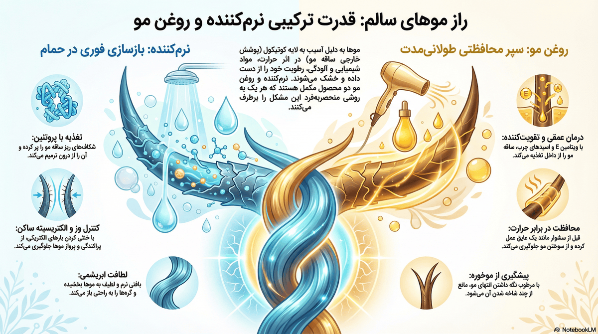 مقایسه نرم کننده و روغن مو