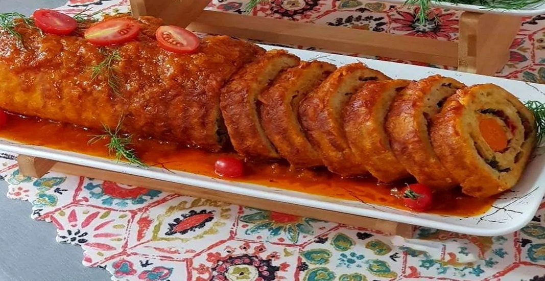 پیش غذا رولت مرغ ساده؛ مناسب سرو در سفره مهمانی