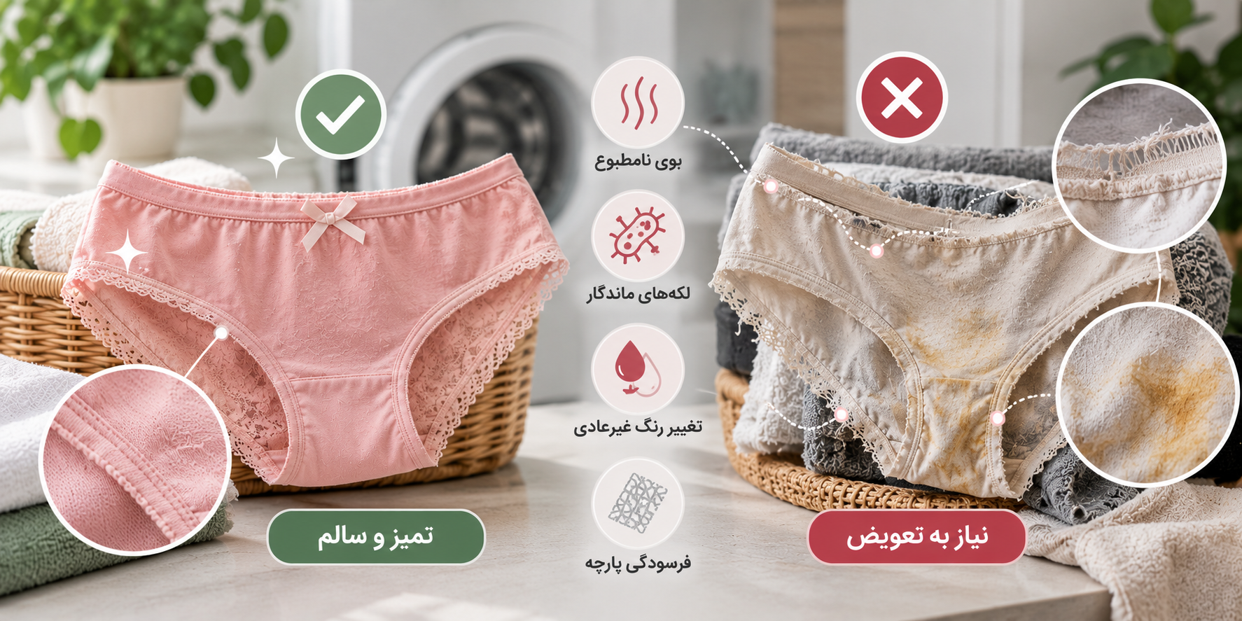 مقایسه بهداشت لباس زیر: تمیز و فرسوده
